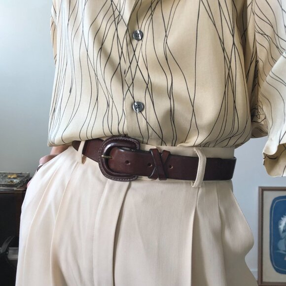 vintage leather belt mahogany leather eddie bauer - Picture 4 of 4